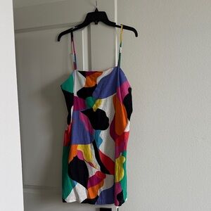 Colorful Abstract Print Spaghetti Strap Dress